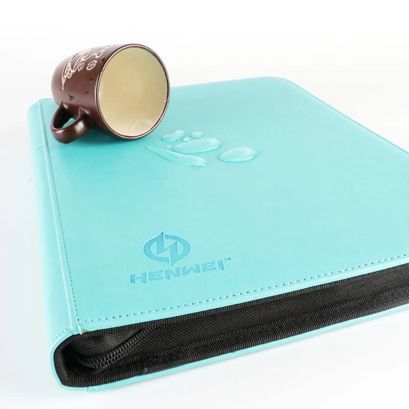 Emboss Pu Leather 4 Pocket Pages Trading Card Holder Binder Stamp Album With Zipper