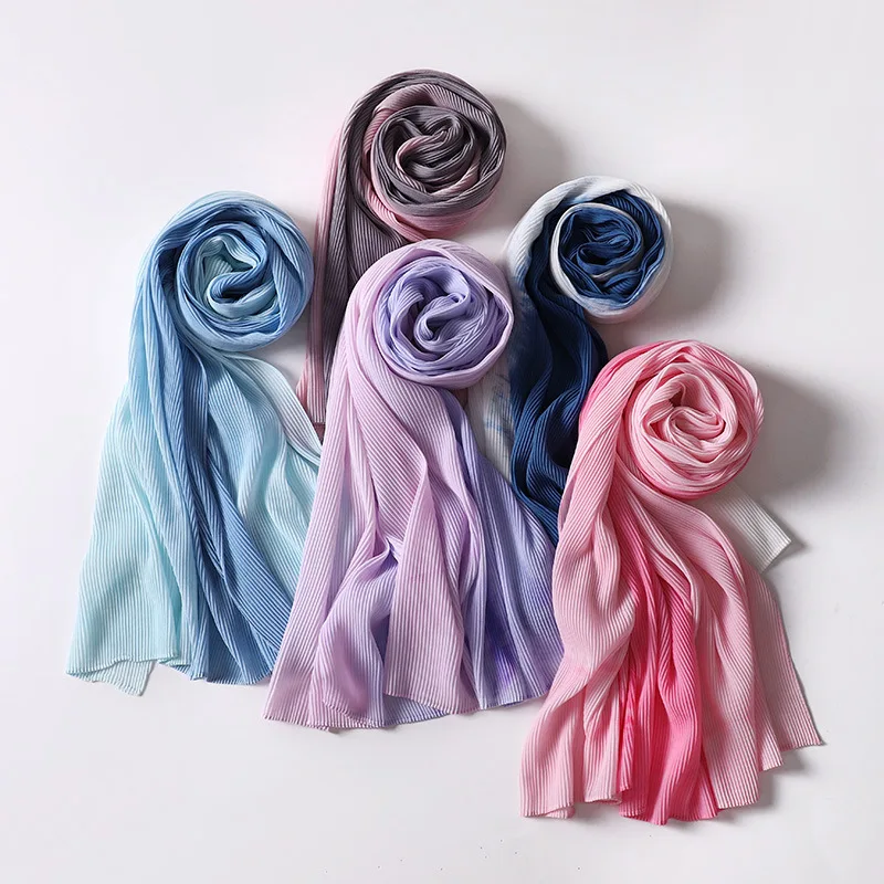Tie Dye Color Arab Dubai Muslim Chiffon Scarf Hijabs Women Malaysia Head Warp Multicolor Scarf Hijab