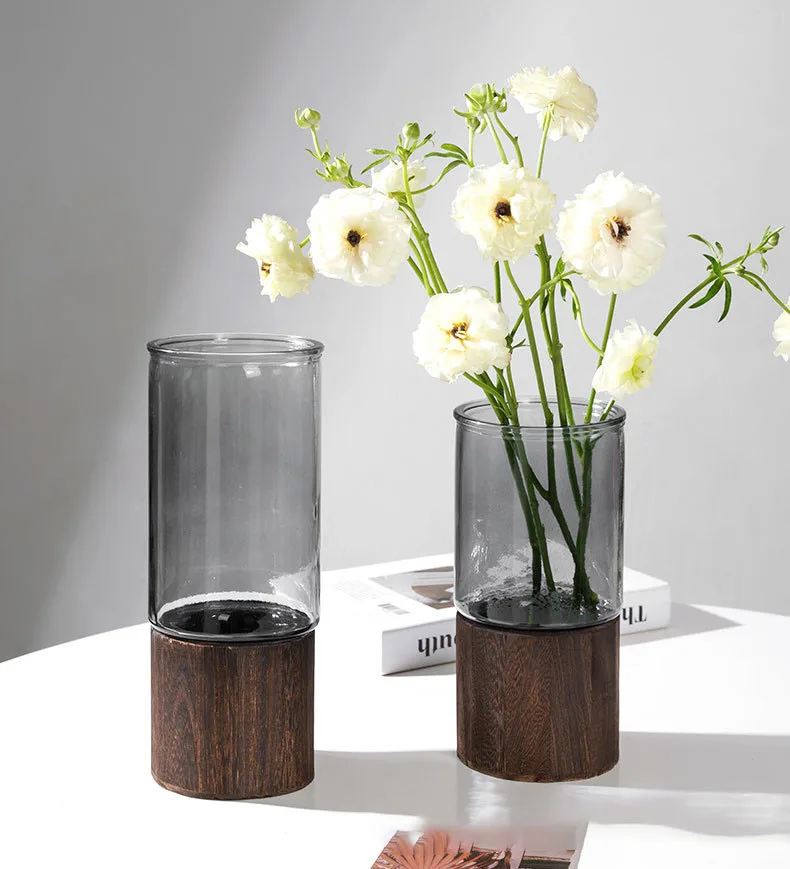 Simple Nordic Transparent Wooden Vase for home decoration