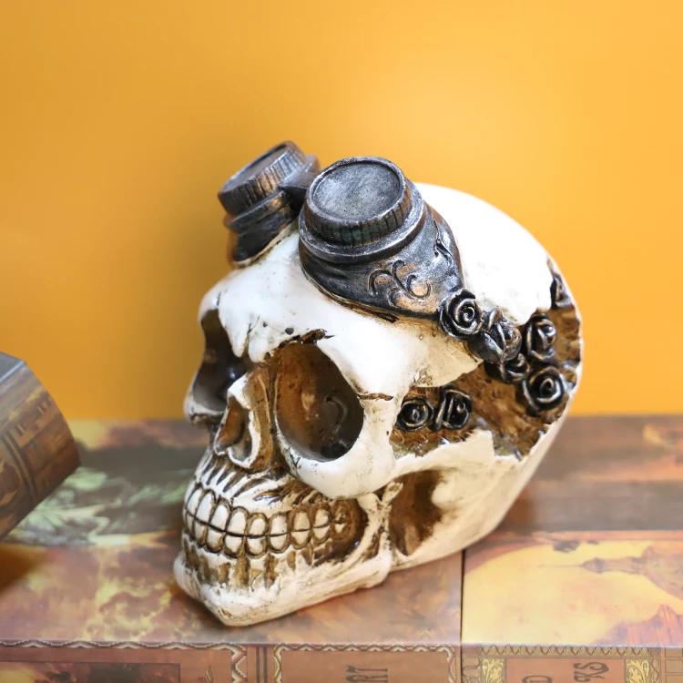 Halloween Decoration Supplies Human Skull Head Statue Ghost Resin Crafts Skeleton Head Skull Sculpture Halloween Home Decor