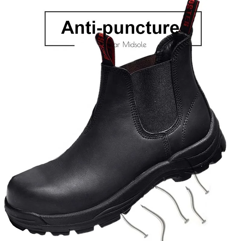 High-end customized Black genuine leather no laces industrial safety boots for South Africa