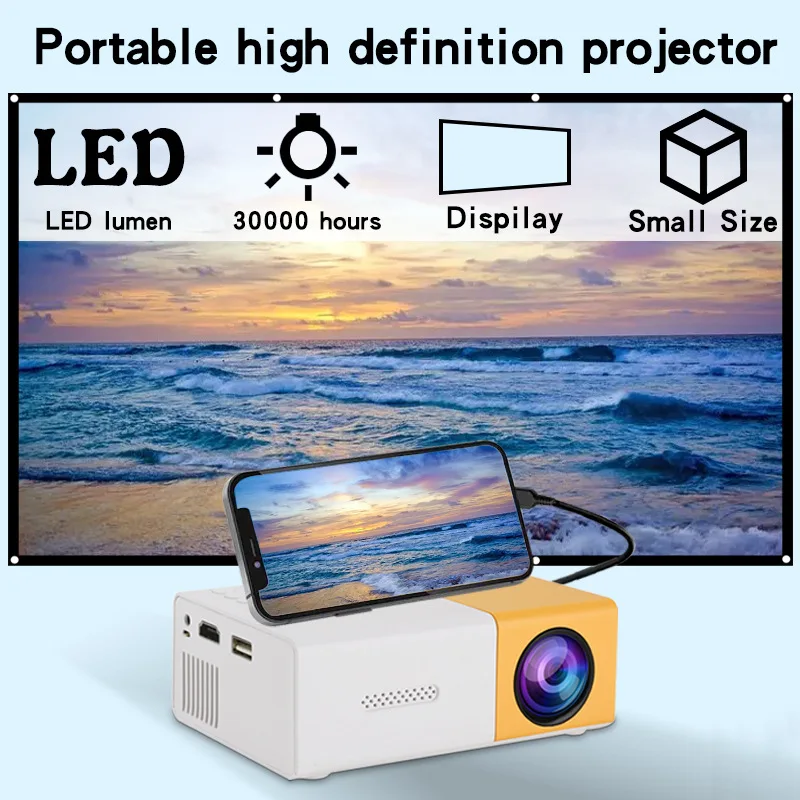 Projector HD Mini LED Home projector Mobile phone Mini portable projector