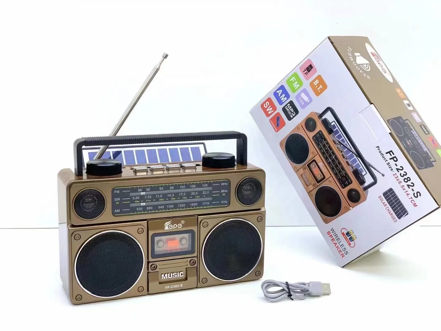 FP-2382-S Retro Nostalgic Tape Player Vintage 1980S Tape Deck Cassette Player Retro Radio Blue tooh Speaker Cassette Tape Player