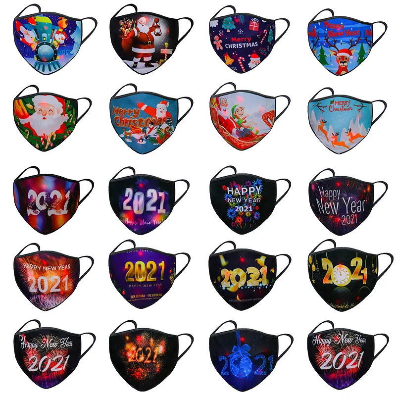 christmas gifts 2021 New Santa Claus Elk Logo Holiday party cartoon print LED light mask