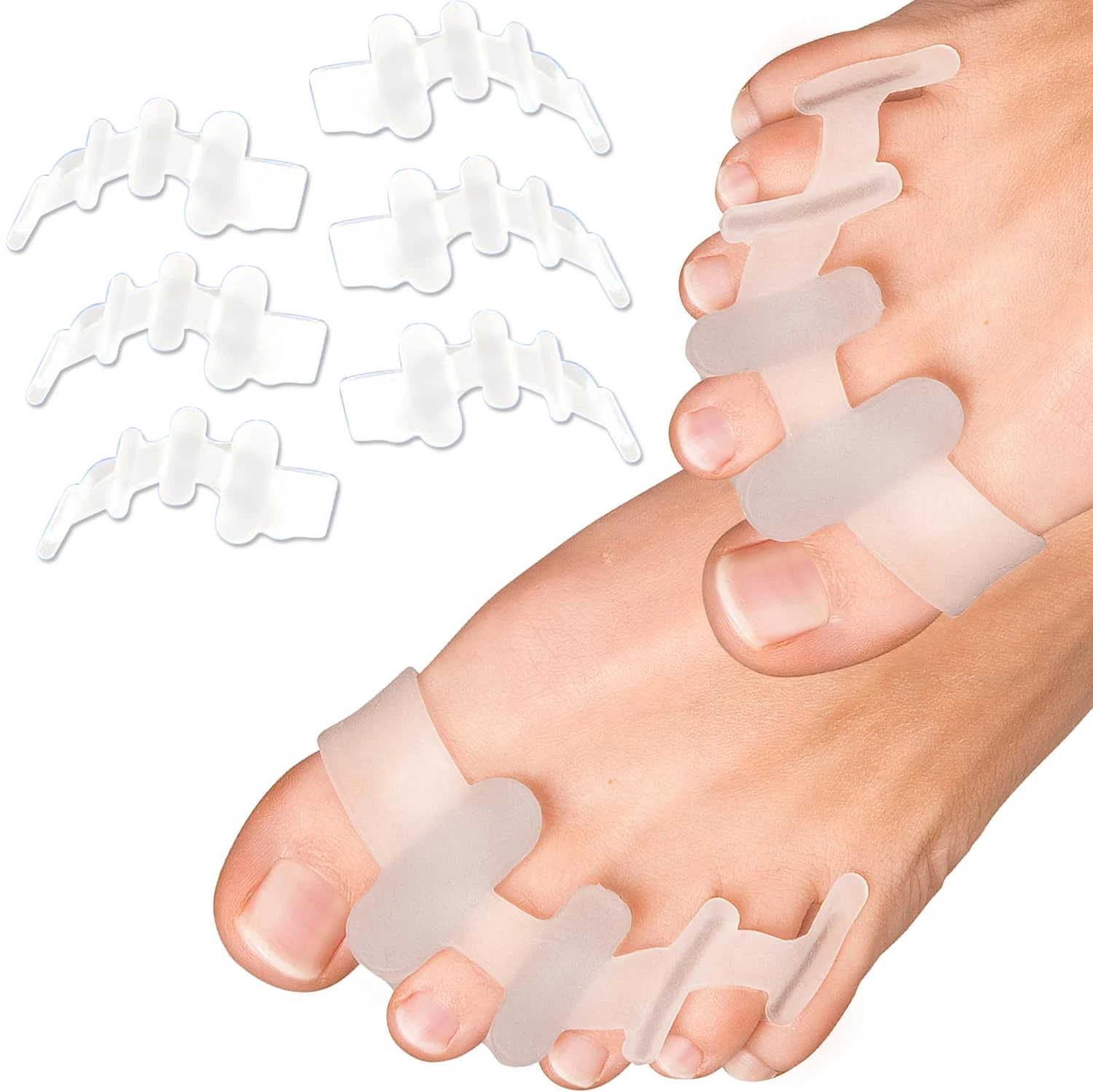 Toe Spacers Toe Separators for Overlapping Toes - Improved Silicone Bunion One-size for Women & Men