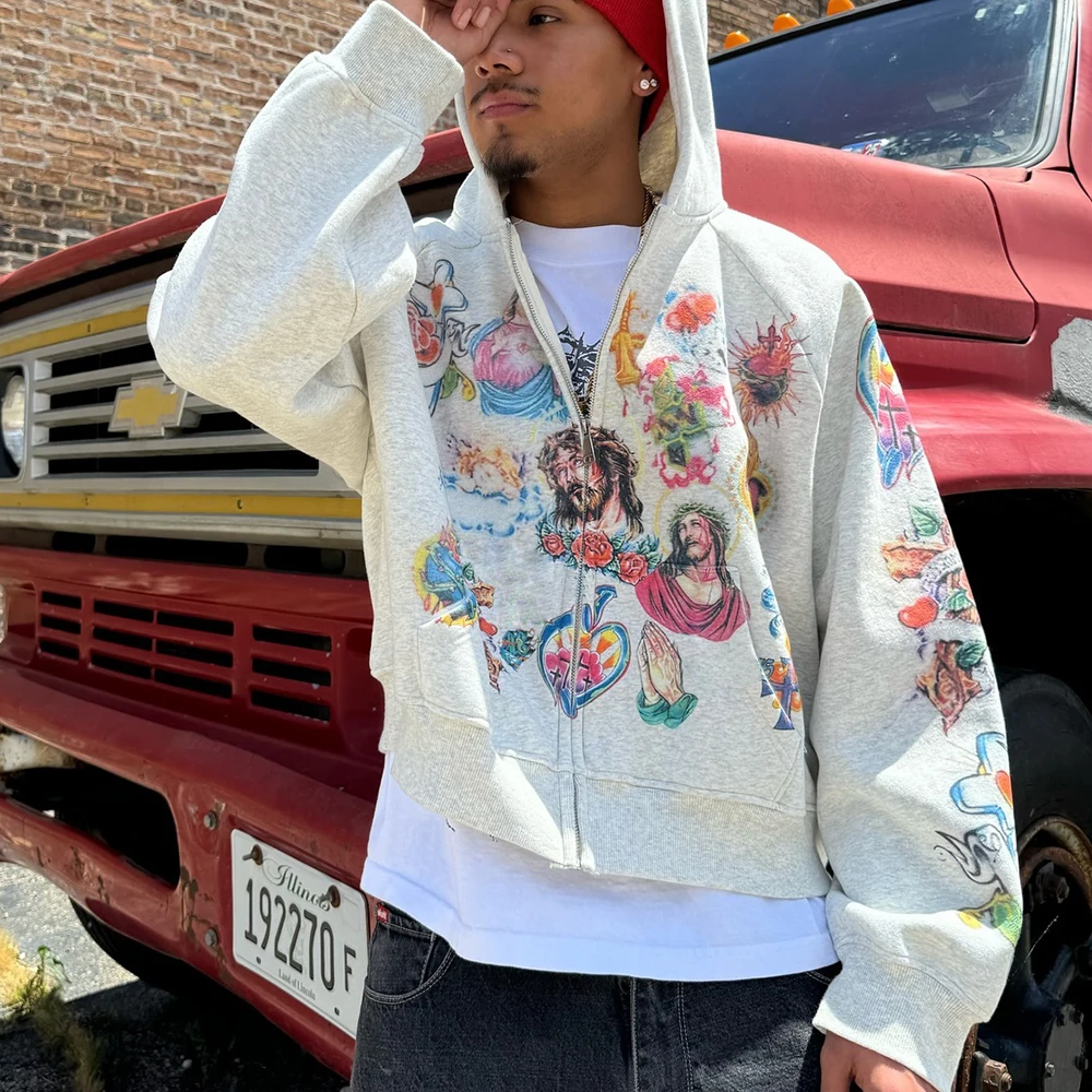 Huili Manufacturer Y2K Streetwear Graphic Hoodies Custom Screen Printing Men Oversized Boxy Fit Heavyweight Cotton Hoodie