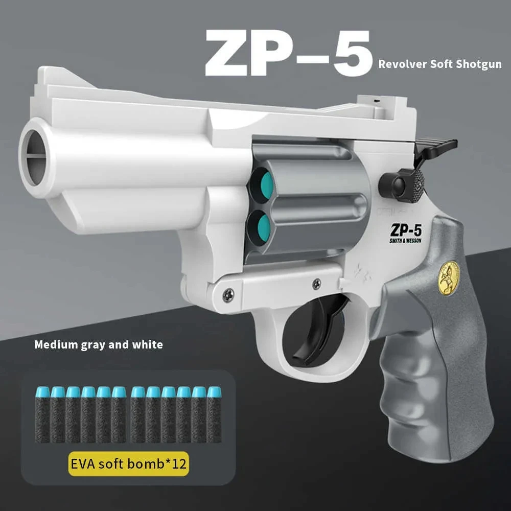 ZP5 Soft Bullet Revolver Pistol Toys Manual Shell Ejection Launcher EVA Bullets Gun Airsoft Shotgun Pistol for Kids Gift 2040