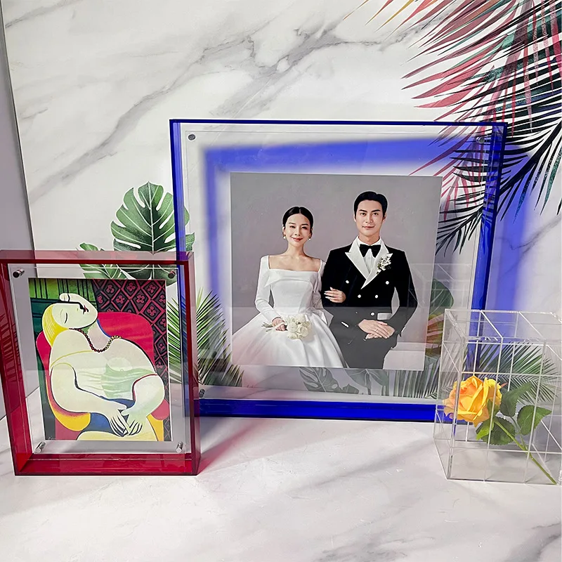 Custom Multiple Size Double Sided Clear Acrylic Magnetic Floating Picture Display Frame Wall Mounting Acrylic Photo Frame