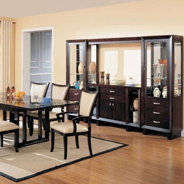 Новый дизайн, наборы мебели MZFD, китайская мебель на заказ, черный стол и кожаные стулья, роскошный деревянный обеденный стол, набор