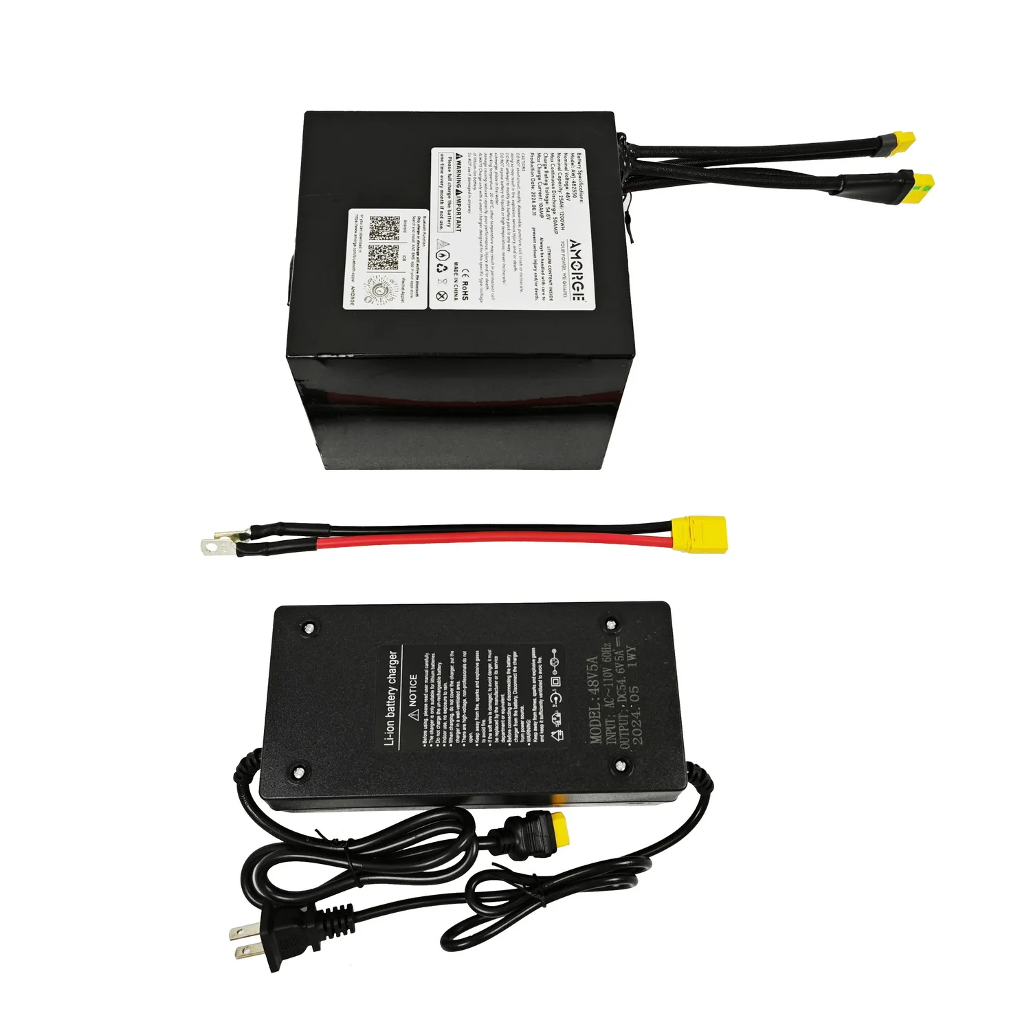 AMORGE 48V 25AH 50AMP Lithium Battery Pack with ANT Bluetooth BMS