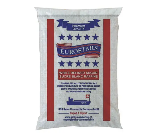 HIGH QUALITY FACTORY DIRECTLY SALE ICUMSA 45 WHITE REFINED SUGAR EUROSTARS BRAND PRODUCED IN EUROPE