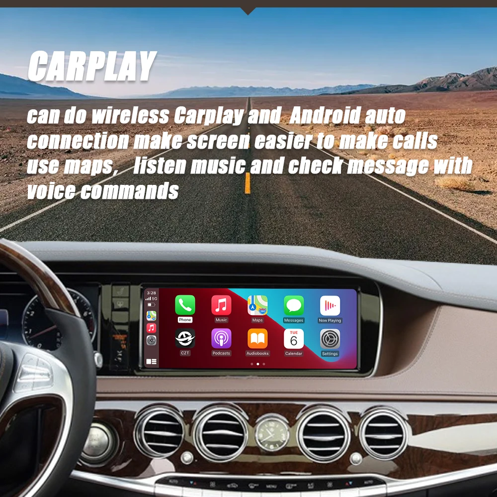 CZT-AUTO Original Screen Upgrade to Carplay For Mercedes Benz NTG5.0 W213 W222 Wireless Carplay Android Auto Mirror Link Radio