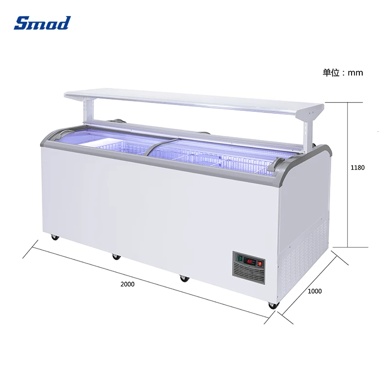 Smad 1000L Big Capacity Double Sides Sliding Door Chest Freezer For Supermarket
