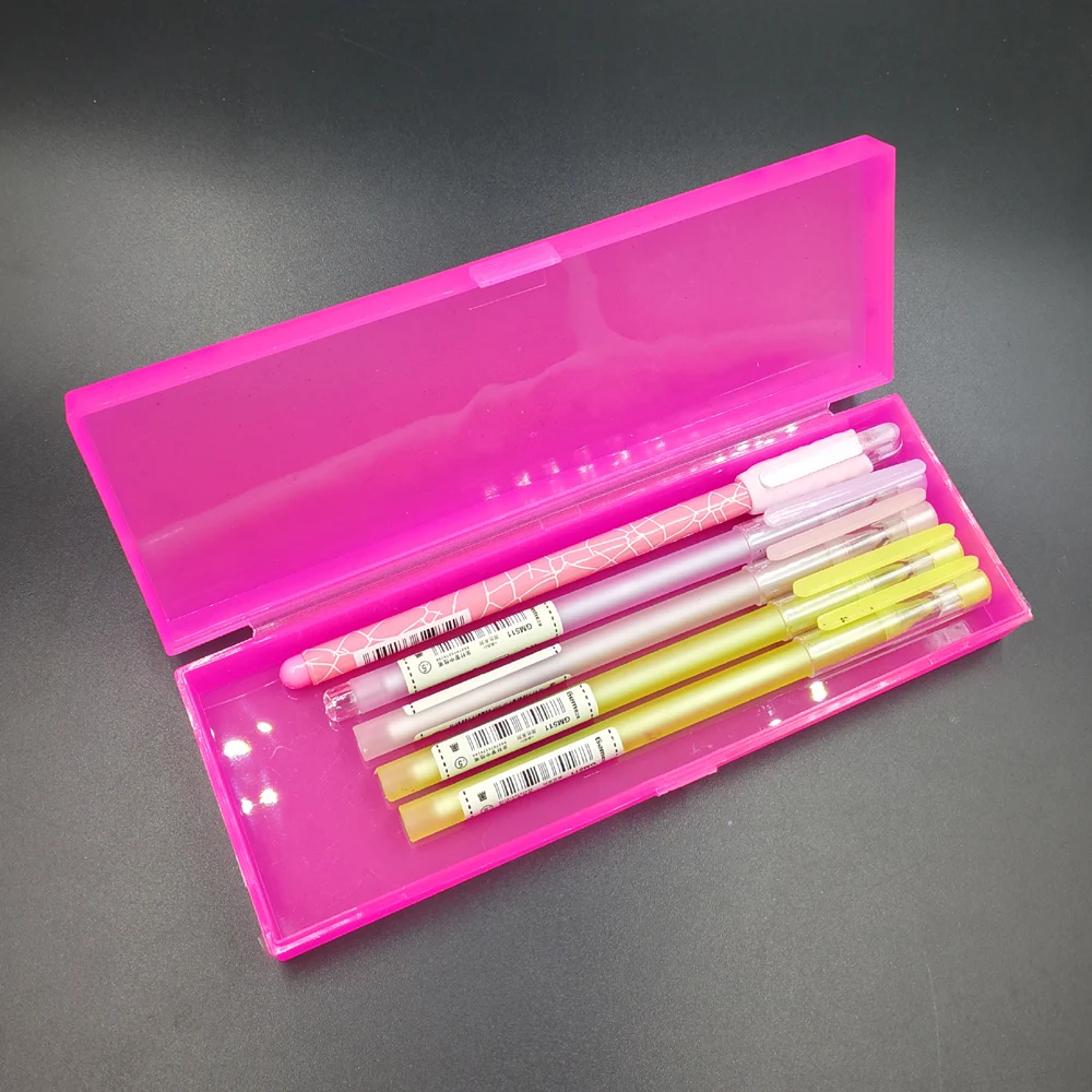 Matte finish Plastic pink Pencil Box Case Plastic Pen Case for girls