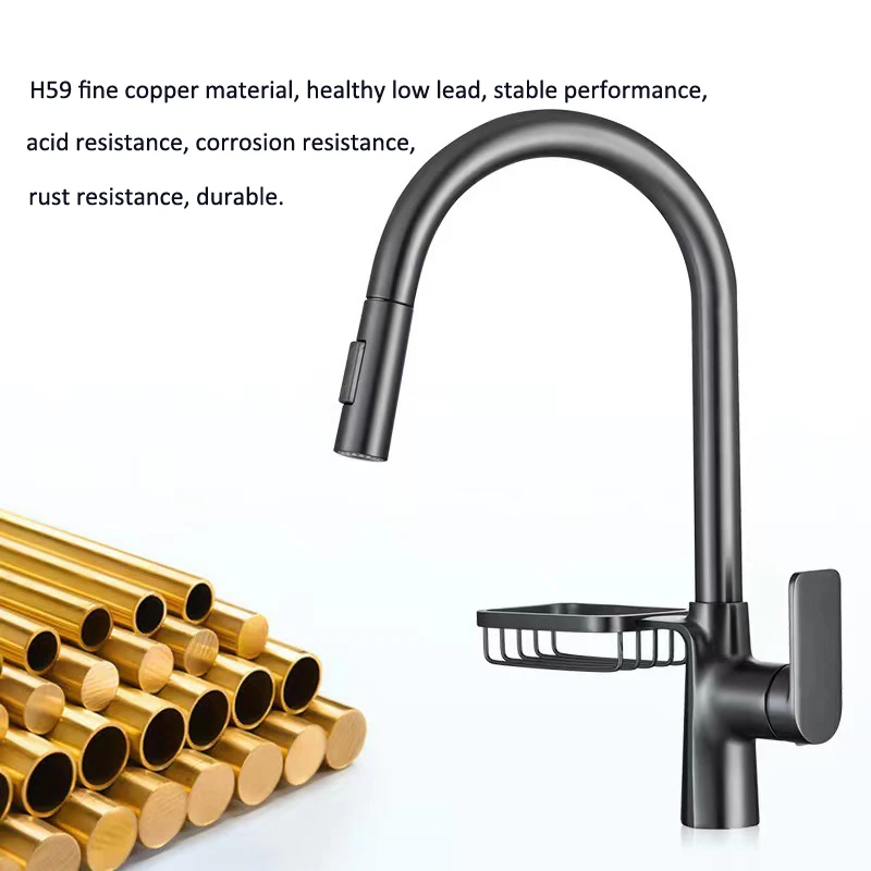 Sink kitchen pull tap hot and cold all copper faucet single cold faucet sink wash bowl faucet rotatable from China factory