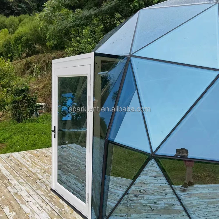 Glamping Glass Dome House Outdoor Hotel with Heater and Solar Fan