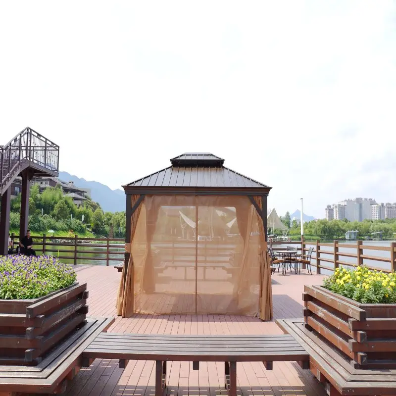 High Quality 3x4 Luxury Patio Lawn Garden Outdoor Metal Pavilion Pergola Waterproof With Steel Hardtop Roof Gazebo