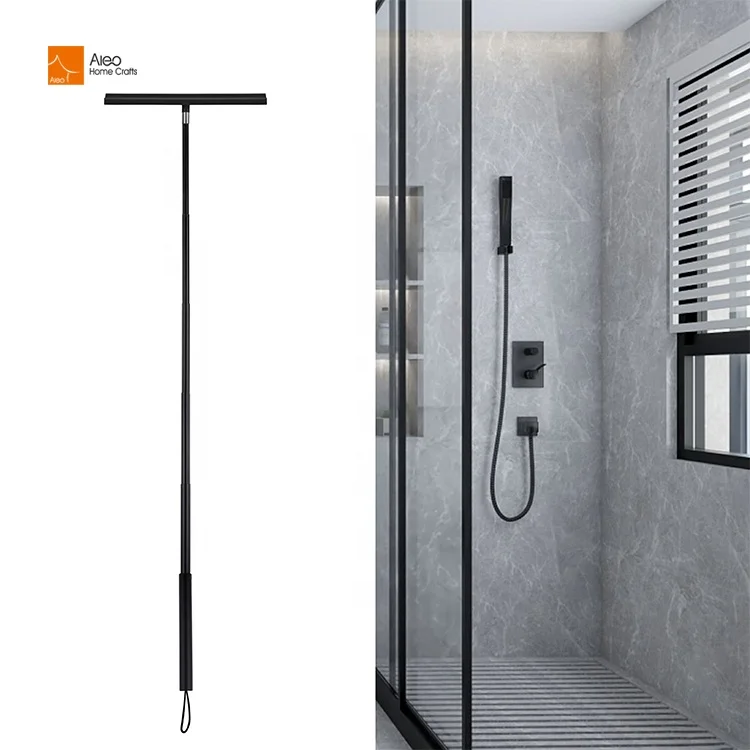 Черный силиконовый стеклянный скребок с длинным выдвижным телескопом съемный стеклоочиститель крючок для полотенец внутреннего использования на открытом воздухе