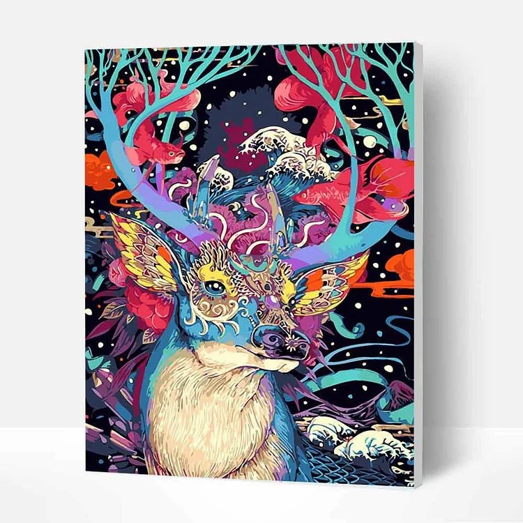 DIY Mysterious Deer Oil Painting Funny Framed Painting by Numbers Kit for Home Decor or Gift