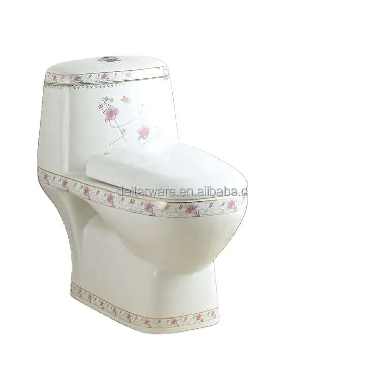 flower painted toilet wc, europe artist water closet, washdown one piece elegant toilet
