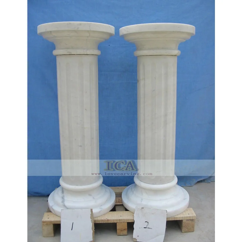 Outdoor Hot Sale Hand Carved White Mable Pillar Column For Garden Decoration