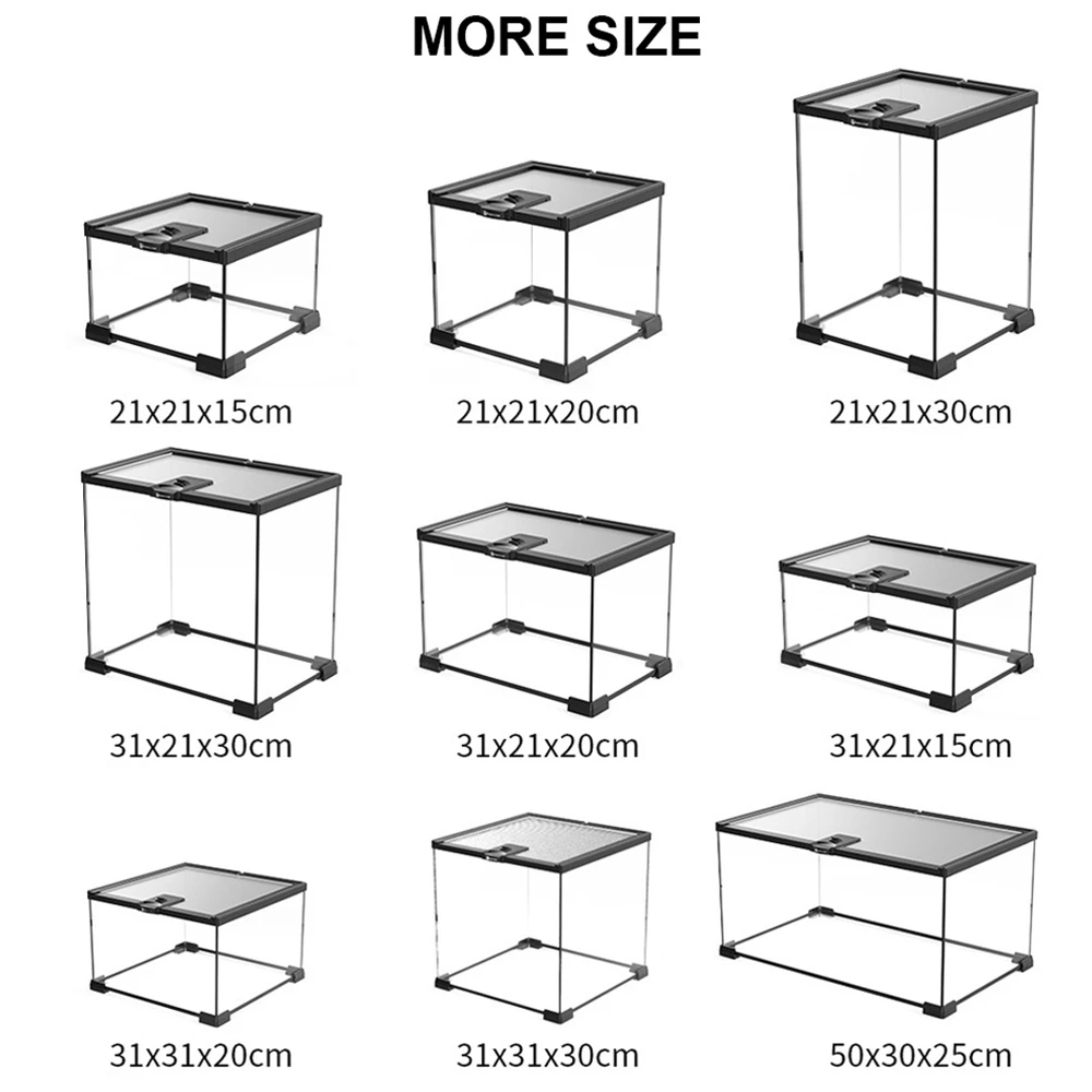 21*21*20cm Reptile Glass Terrarium Reptile Cage for Bearded Dragon