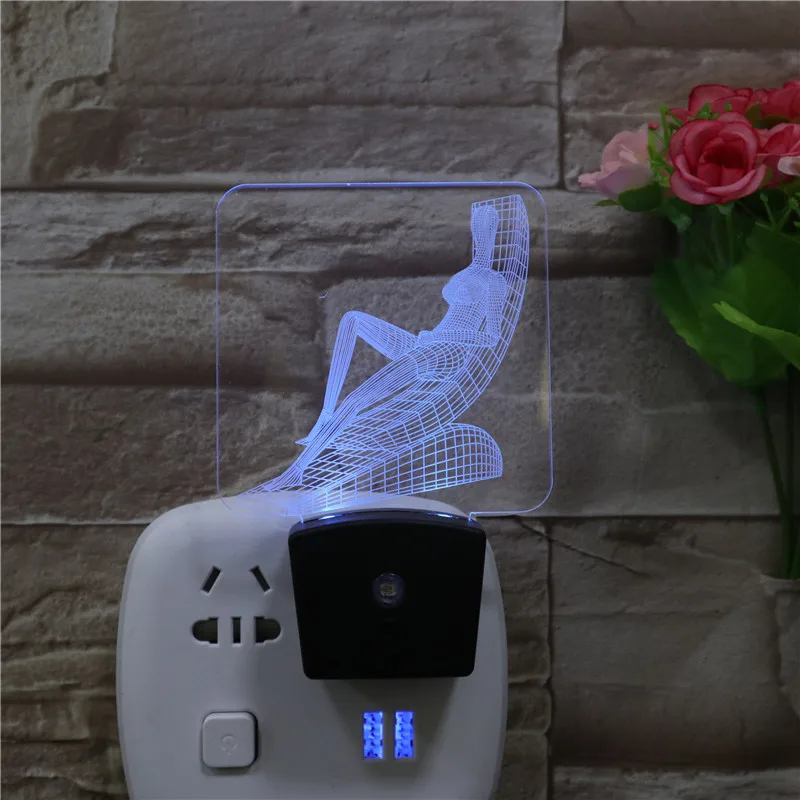 Hot Selling Nice Small Night Lamp 7 Colors Changeable Acrylic Night Lights Home Decor Light Sensor LED Wall Lamp