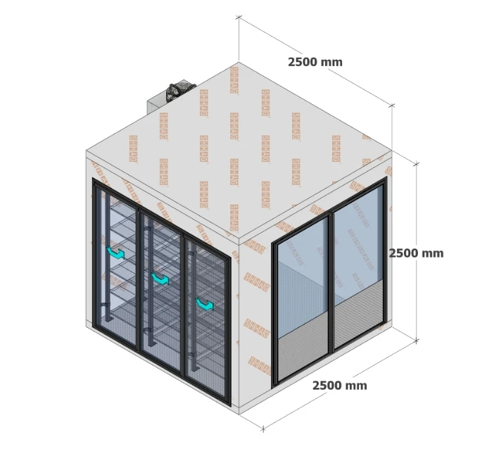 Liquor store beer cave and display cooler for walk in glass doors