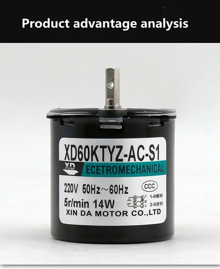 60KTYZ  AC Synchronous Motor 220V 110V 14W Centric Shaft With Bracket Permanent Magnet Motor 2.5rpm-110rpm CW CCW Gear Motors