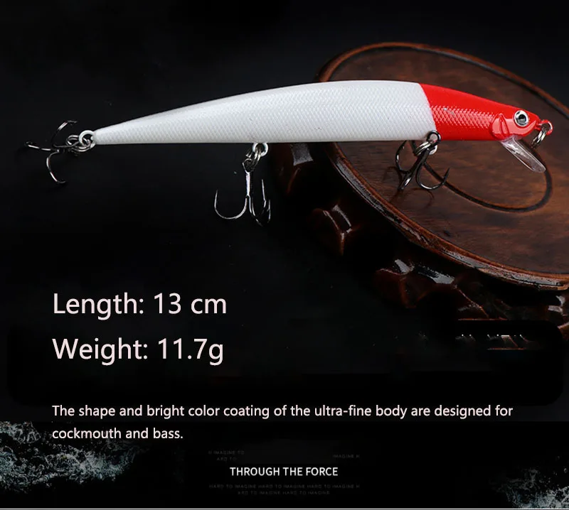 New 11.7g 13cm sinking water 3d eyes fishing hook plastic lure salmon sea bass fishing lure vibration