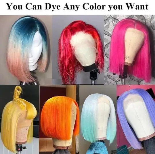 Raw Vietnamese Hair 13x4 Transparent Lace Front Glueless Straight Frontal Closure Bob Human Hair Ombre Double Color Wig