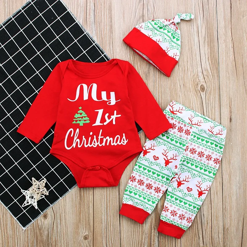 2023 My First Christmas Baby Clothes Set 0-18 Months 4pcs New Year Christmas Costume For Toddler Baby Girls Boys Outfits