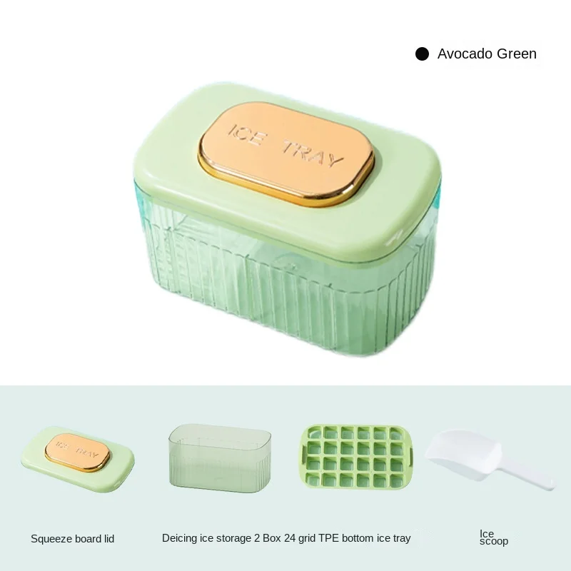 Ice Cube Tray Drink Jelly Freezer Mould Ice Maker Three Layer Ice Cube Tray Box with Lid Cover