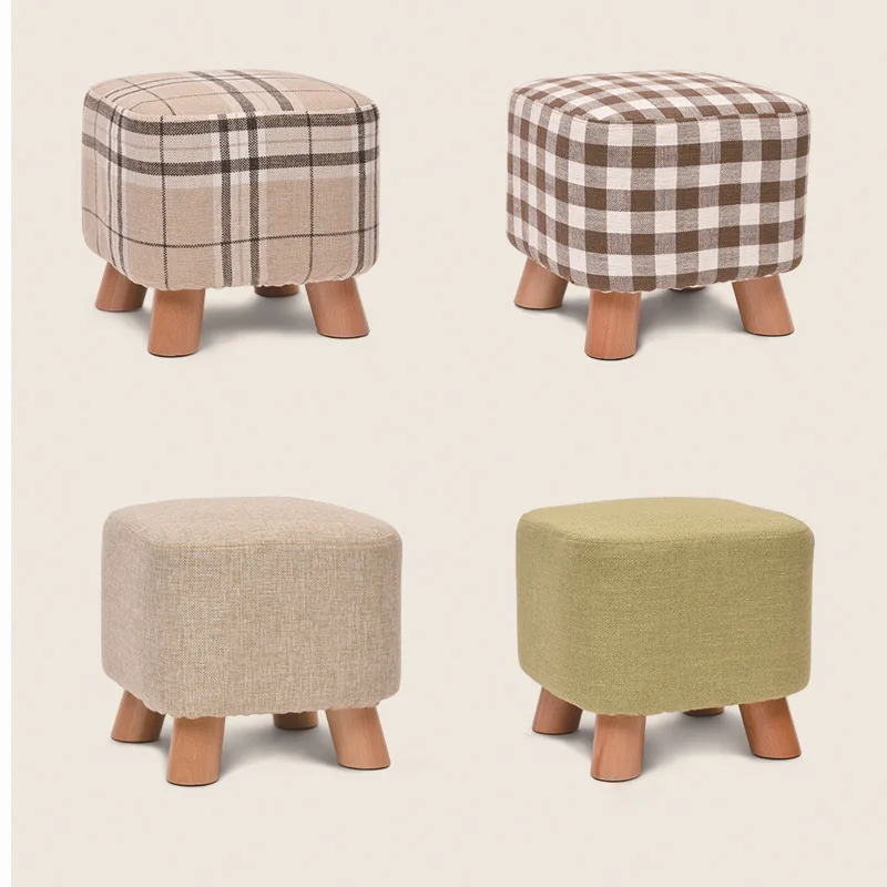 Nordic Three-Legged Round Change Shoes Bench Sofa Stool Washable 6 Colors 2 Styles Ottoman Footstool