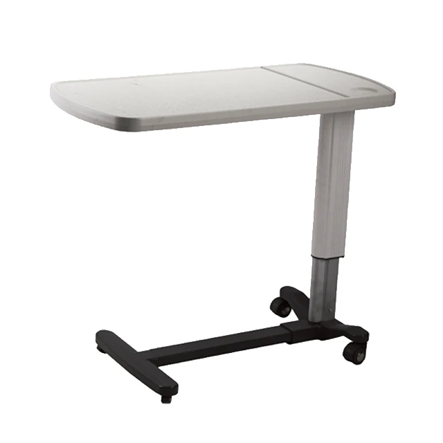 adjustable mobile laptop cart medical equipment nursing movable wood over bed table,hospital furniture patient eat dining Desk