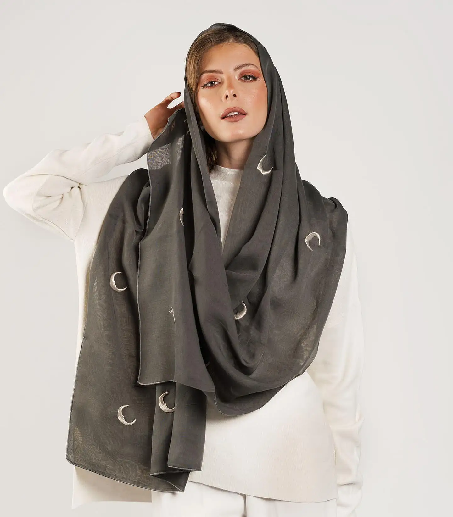 Новинка шаль Sulam Bawal с вышивкой moon Корейская шифоновая мусульманская легкая оптовая продажа мусульманский хиджаб для женщин