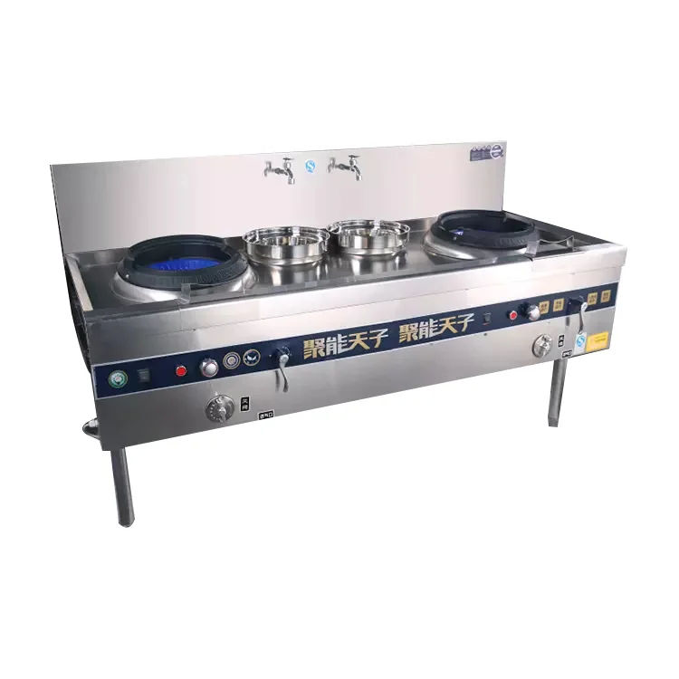 
1.8 m Gas Catering Equipment Restaurant Heavy Duty Commercial Kitchen 2 Wok Burner 