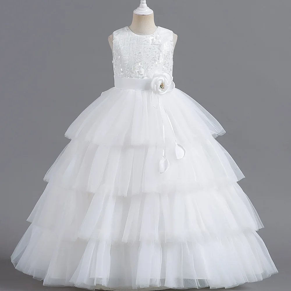 duoyingbao High Quality Fast Delivery Children Party Clothing Long Flower Formal Dress