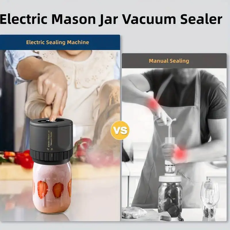 Hot Sale 80Kpa Portable Electric Mason Jar Vacuum Sealer Wide & Regular-Mouth Mason Canning Jars Vacuum Sealers Kit Food Storage