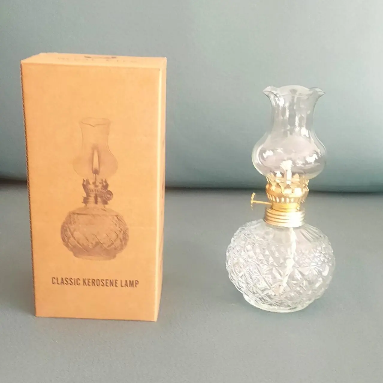 beautiful globe white Glass and Metal burner  Kerosene Oil Lamp for Home