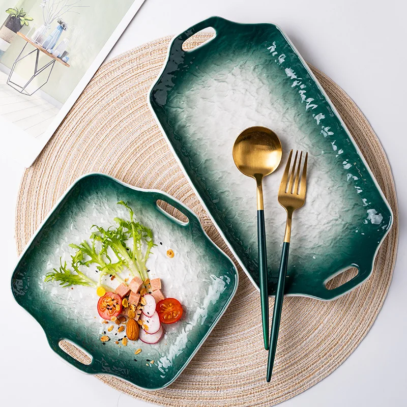 Hot selling Restaurant unique oval baking dishes moroccan style plates ceramic dinner plate sets Porcelain baking plate