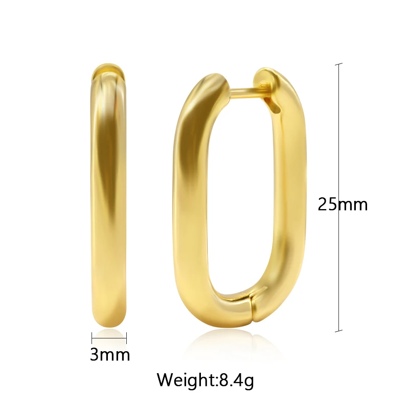 Wholesale Fashion Jewelry Brass 18k Real Gold Plated Piercing Geometric Hoop Huggie Square Earrings