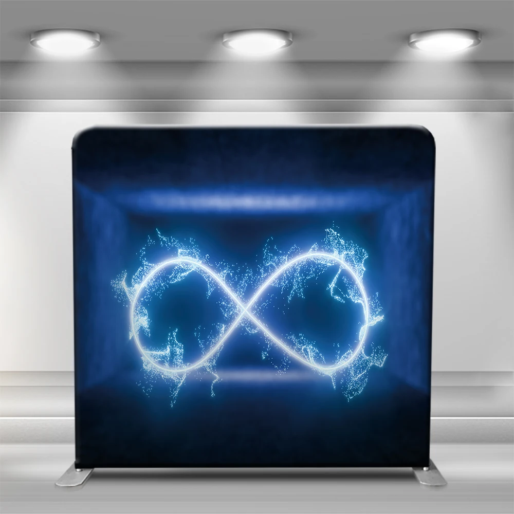 7.6x7.6ft Tension Fabric Portable Photo Booth Backdrops Stand Display Stand Exhibition Wall Banner