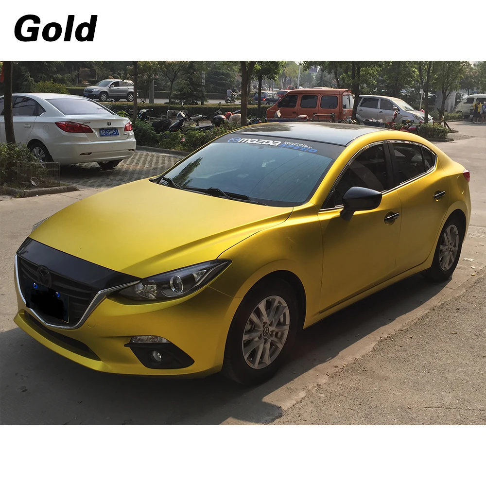 Carlas Водонепроницаемая растягивающаяся воздушная пузырьковая Бесплатная матовая Хромированная Металлическая Автомобильная виниловая декоративная наклейка