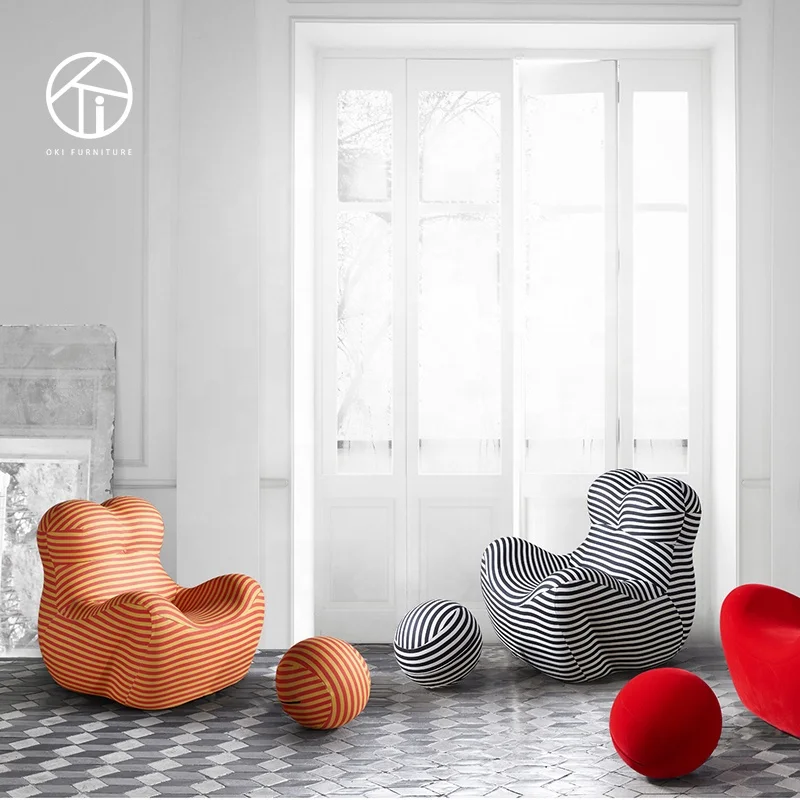 modern Leisure Recliner Sofa with feet rest  Fashion Living Room Chair stripe fabric Upholstered Velvet Fabric Lounge Chair