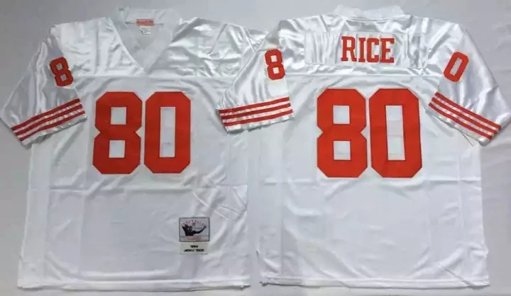 Retro San Francisco 49er 16 Montana 80 Rice 21 Sanders 42 Lott 87 Clark Stitched Throwback America Vintage Football Jersey