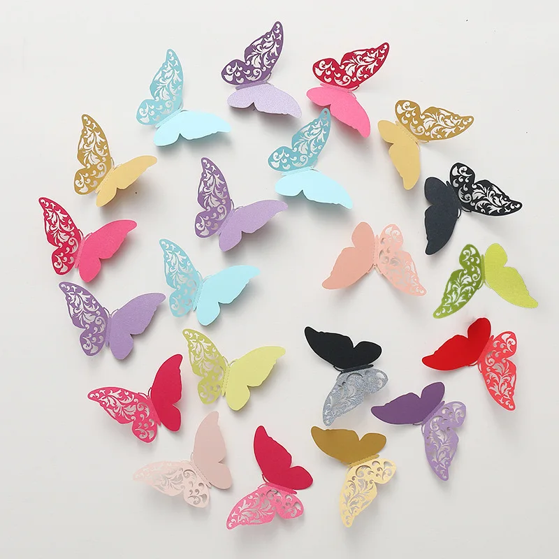 12pcs/set Butterfly Wall Decor Stickers Butterfly Wall Stickers Butterfly Theme Paper Wall Paste For Girls Baby Shower Birthday