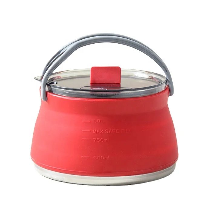 Outdoor Camping Cookware Set Silicone Folding Kettle Soup Pot Camping Portable Tableware