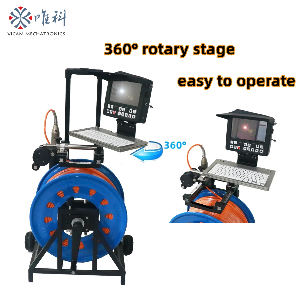 Borehole inspection camera with 45mm underwater camera and 200m flexible soft cable for deep well inspection