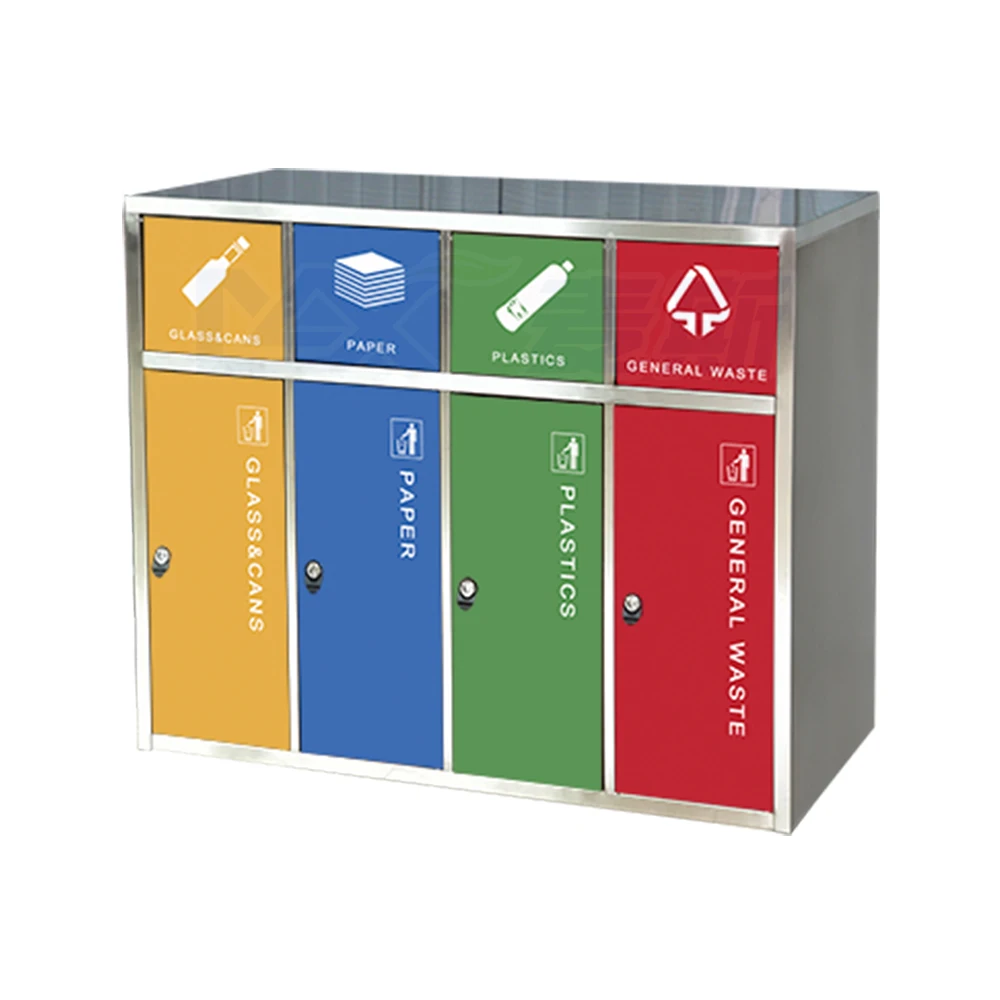 MAX-HB60C открытый металлический контейнер из нержавеющей стали с 4 отделениями для парка